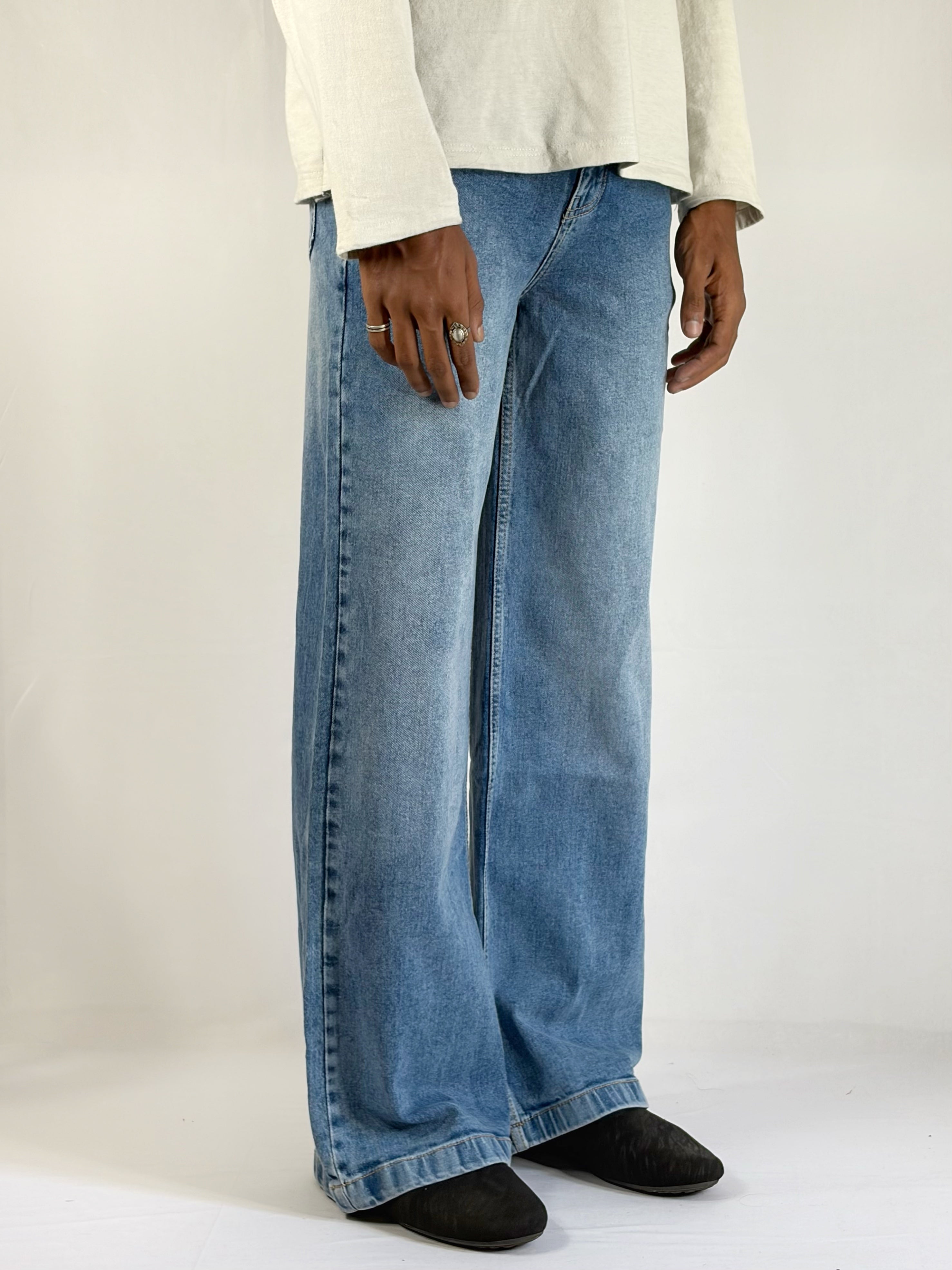 SEA BLUE WASHED WIDE